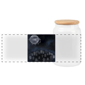 Friedhöfe, Gräber, gothic design, Horror Motiv - Panorama Keksdose mit Holzdeckel - Weiß - Vorne