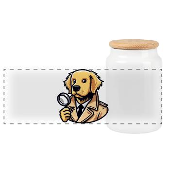 Detective Dog: The Mystery-Sniffing Sleuth - Panoramic Cookie Jar with Wooden Lid - white - Front