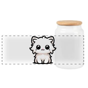 The Cutest Kitty - Panoramic Cookie Jar with Wooden Lid - white - Front