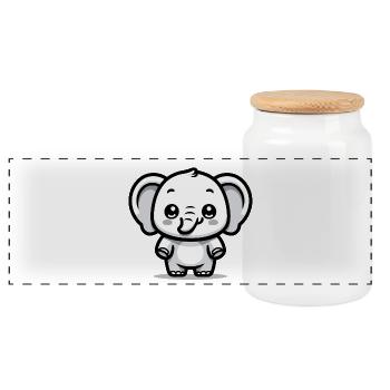 Ein niedlicher Elefant im Cartoon-Stil - Panorama Keksdose mit Holzdeckel - Weiß - Vorne