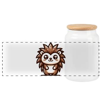 Un hérisson ludique de style dessin animé - Boîte à biscuits avec couvercle en bois - blanc - Devant