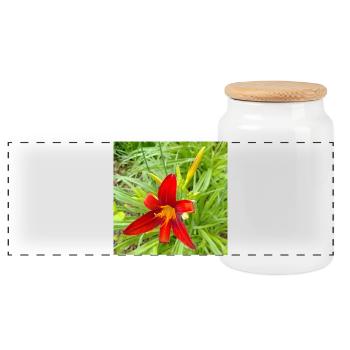 FIRE LILY - Panoramic Cookie Jar with Wooden Lid - white - Front