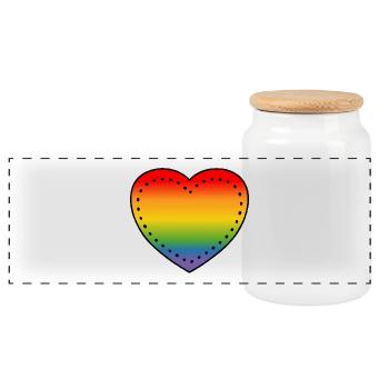 LGBT Shirt Rainbowheart - Rainbow Heart - Panoramic Cookie Jar with Wooden Lid - white - Front