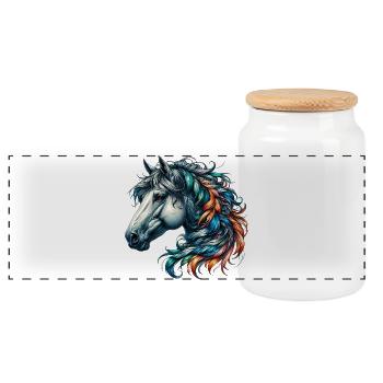 Cheval - Boîte à biscuits avec couvercle en bois - blanc - Devant