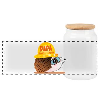 VATERTAG PAPA IGEL HANDWERKER - Panorama Keksdose mit Holzdeckel - Weiß - Vorne
