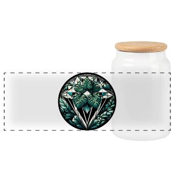 Diamond of the Jungle - Panoramic Cookie Jar with Wooden Lid - white - Front