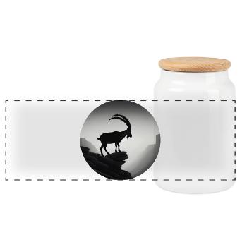 Capricorn - Panoramic Cookie Jar with Wooden Lid - white - Front