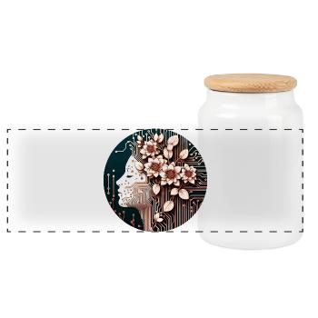 Mechanical Flower Girl - Panorama Keksdose mit Holzdeckel - Weiß - Vorne