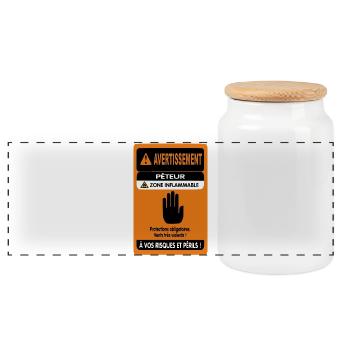 Farting Warning - Panoramic Cookie Jar with Wooden Lid - white - Front