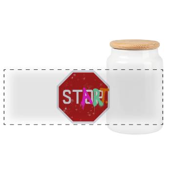 Stop start - Panoramic Cookie Jar with Wooden Lid - white - Front