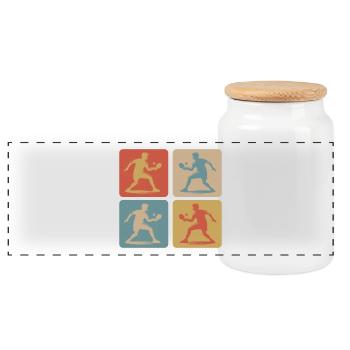 Table tennis design - Panoramic Cookie Jar with Wooden Lid - white - Front