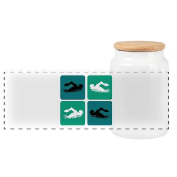 Design de natation - Boîte à biscuits avec couvercle en bois - blanc - Devant