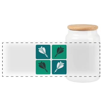 Design de fléchettes - Boîte à biscuits avec couvercle en bois - blanc - Devant