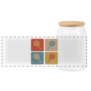 Design de fléchettes - Boîte à biscuits avec couvercle en bois - blanc - Devant