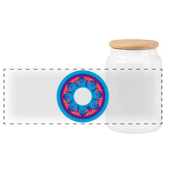 Sprocket circle colorful - Panoramic Cookie Jar with Wooden Lid - white - Front