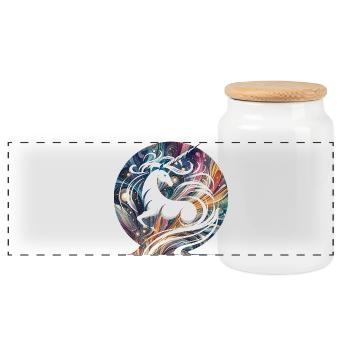 Fantasy Licorne Galaxy Swirl Design - Boîte à biscuits avec couvercle en bois - blanc - Devant