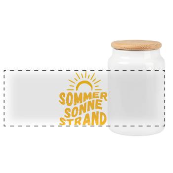 Sommer Sonne Strand und Meer - Panorama Keksdose mit Holzdeckel - Weiß - Vorne