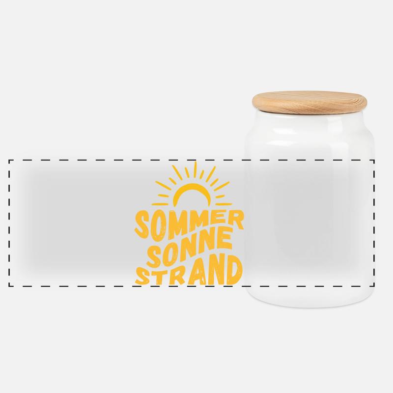 Sommer Sonne Strand und Meer - Panorama Keksdose mit Holzdeckel - Weiß