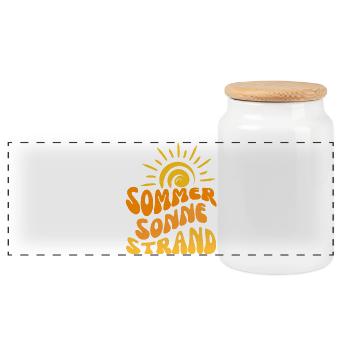 Plage de soleil d’été ondulée - Boîte à biscuits avec couvercle en bois - blanc - Devant