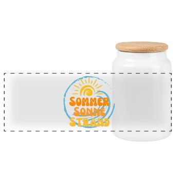 Summer Sun Beach Nectarine 3 - Panoramic Cookie Jar with Wooden Lid - white - Front