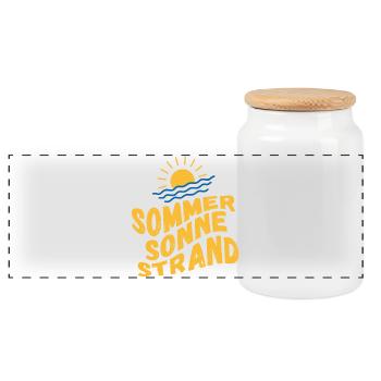 Summer, sun, beach and sea - Panoramic Cookie Jar with Wooden Lid - white - Front