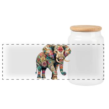 Éléphant - Boîte à biscuits avec couvercle en bois - blanc - Devant