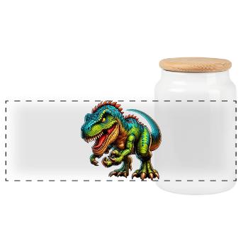 Dinosaurier - Panorama Keksdose mit Holzdeckel - Weiß - Vorne