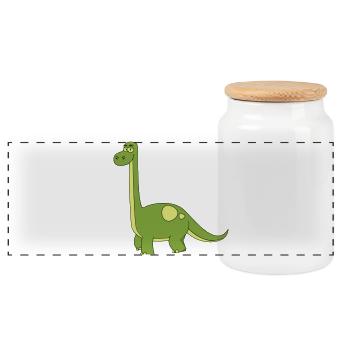dino - Panoramic Cookie Jar with Wooden Lid - white - Front