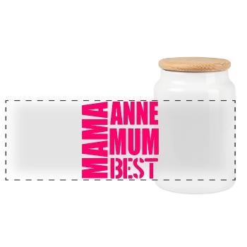 Mother's Day Multilingualism - Panoramic Cookie Jar with Wooden Lid - white - Front