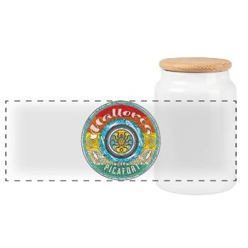 Mallorca Balearen can picafort - Panorama Keksdose mit Holzdeckel - Weiß - Vorne