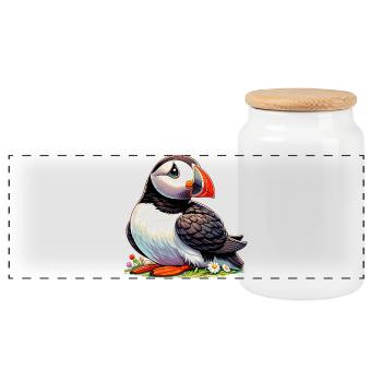 Puffin - Panoramic Cookie Jar with Wooden Lid - white - Front