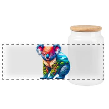 Koala - Panoramic Cookie Jar with Wooden Lid - white - Front