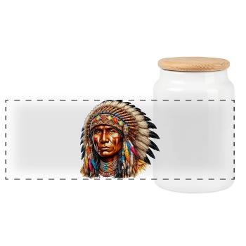 Amerikanisch Indianer Amerikanische Rote Haut - Panorama Keksdose mit Holzdeckel - Weiß - Vorne