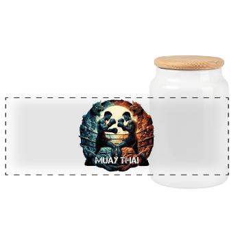 Cadeau de boxe Muay Thai Thai boxe kickboxing - Boîte à biscuits avec couvercle en bois - blanc - Devant
