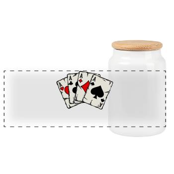 Jeux d’argent Casino Poker Jeu de cartes Jeux d’argent Poker - Boîte à biscuits avec couvercle en bois - blanc - Devant