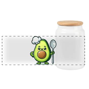 Chef Avocuddle : le génie gourmet du guacamole - Boîte à biscuits avec couvercle en bois - blanc - Devant