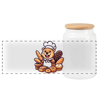 Baker Beaver: Der Konditorei-Profi - Panorama Keksdose mit Holzdeckel - Weiß - Vorne