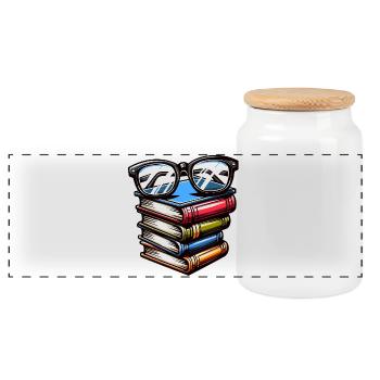 Futé livresque : la pile savante - Boîte à biscuits avec couvercle en bois - blanc - Devant