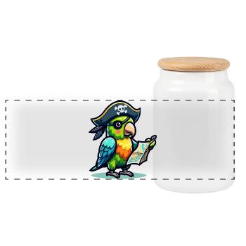 Perroquet pirate : Boucanier ailé de la carte - Boîte à biscuits avec couvercle en bois - blanc - Devant