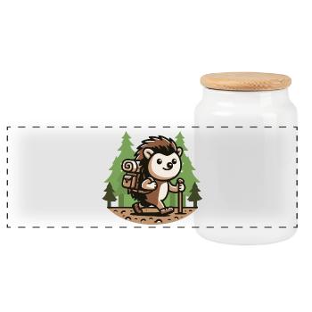 Trail Trekker : Le hérisson de randonnée - Boîte à biscuits avec couvercle en bois - blanc - Devant