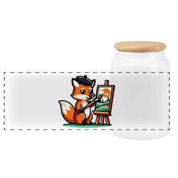 Palette Prowler: Der künstlerische Fuchs - Panorama Keksdose mit Holzdeckel - Weiß - Vorne