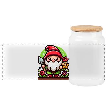 Gnome’s Garden: The Blooming Keepe - Panoramic Cookie Jar with Wooden Lid - white - Front