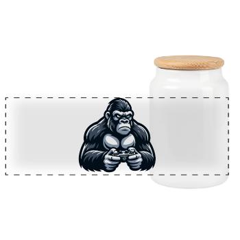 Spiel auf Gorilla: Die ultimative Herausforderung für Spieler - Panorama Keksdose mit Holzdeckel - Weiß - Vorne