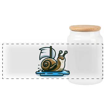Segelschnecke: Der nautische Navigator - Panorama Keksdose mit Holzdeckel - Weiß - Vorne