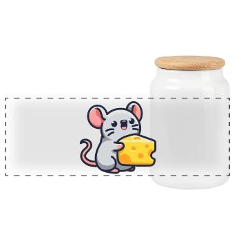 Cheese Chum: The Mouse's Delight - Panoramic Cookie Jar with Wooden Lid - white - Front