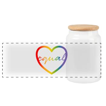 LGBT CSD Gay Shirt equal - Panorama Keksdose mit Holzdeckel - Weiß - Vorne