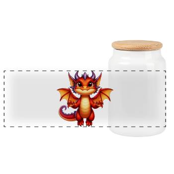 Dragon - Panoramic Cookie Jar with Wooden Lid - white - Front
