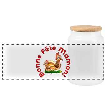 Fêtes des Méres POULETS POULES MAMAN - Boîte à biscuits avec couvercle en bois - blanc - Devant