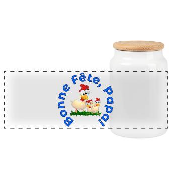 FAMILLE BONNE Fête des Pères POULETS - Boîte à biscuits avec couvercle en bois - blanc - Devant