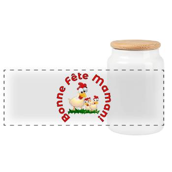 Bonne Fête des Mères Poules - Boîte à biscuits avec couvercle en bois - blanc - Devant